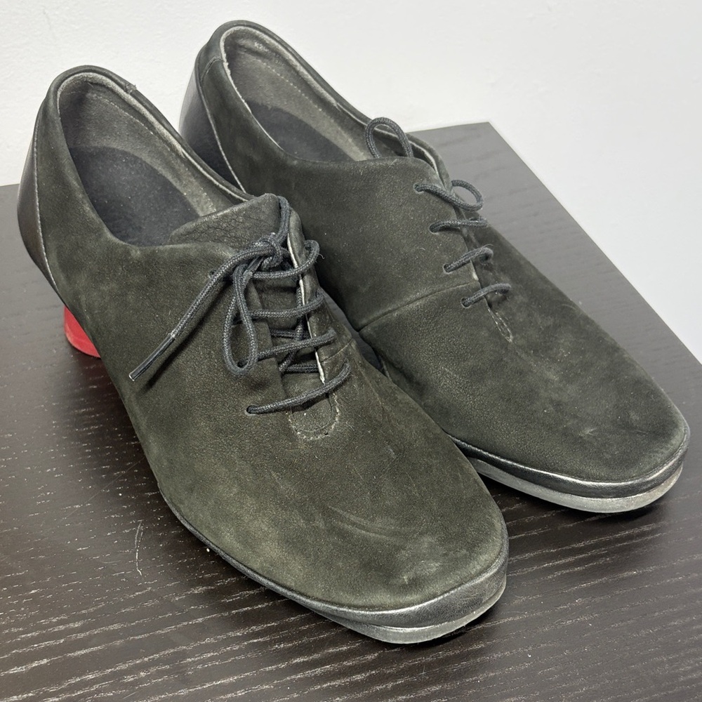 Camper Suede Lace-Up Derby Shoes in Black